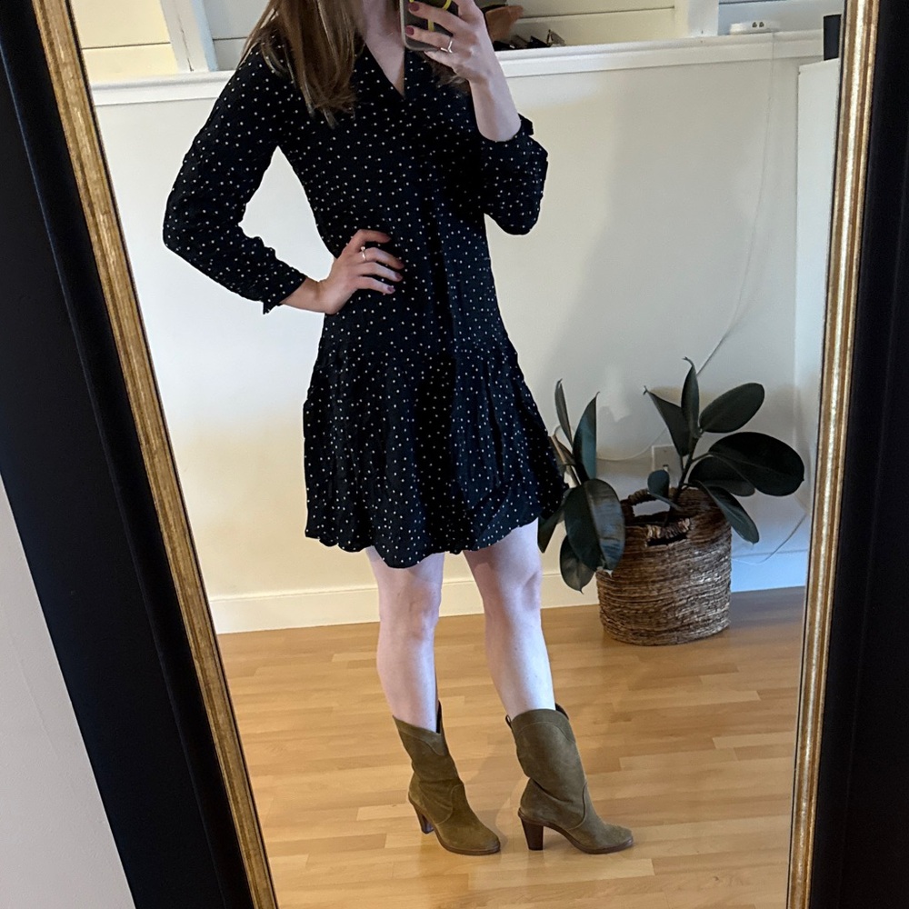 Gap Black Polka Dot Drop-waist Dress